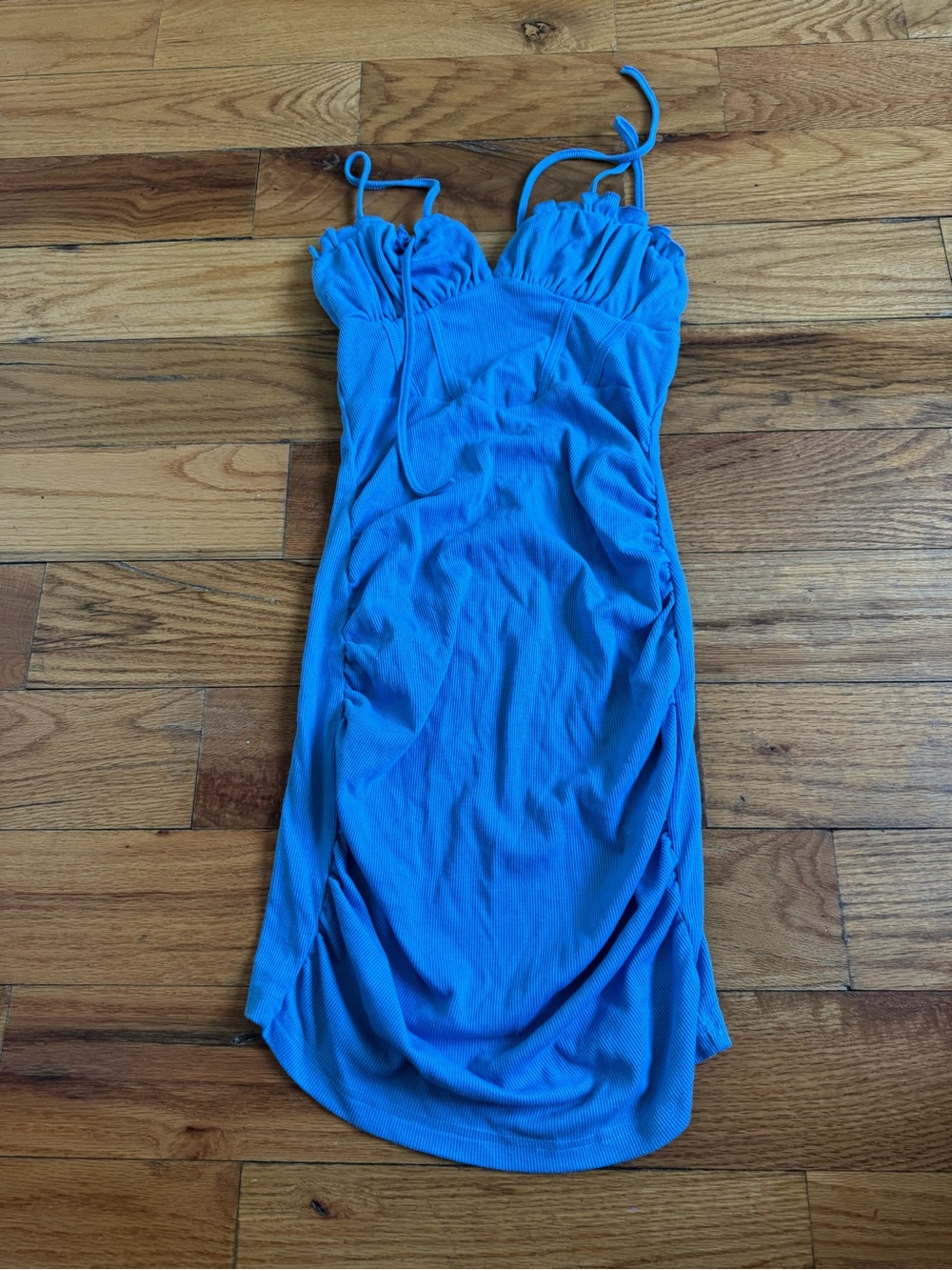 Frill Ruched Bust Knot Front Cami Dress